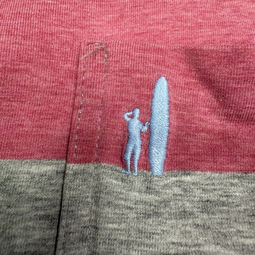 Johnnie O Hanging Out Polo Shirt Mens XL Pink/Gray Short Sleeve Preppy Striped - Picture 3 of 9